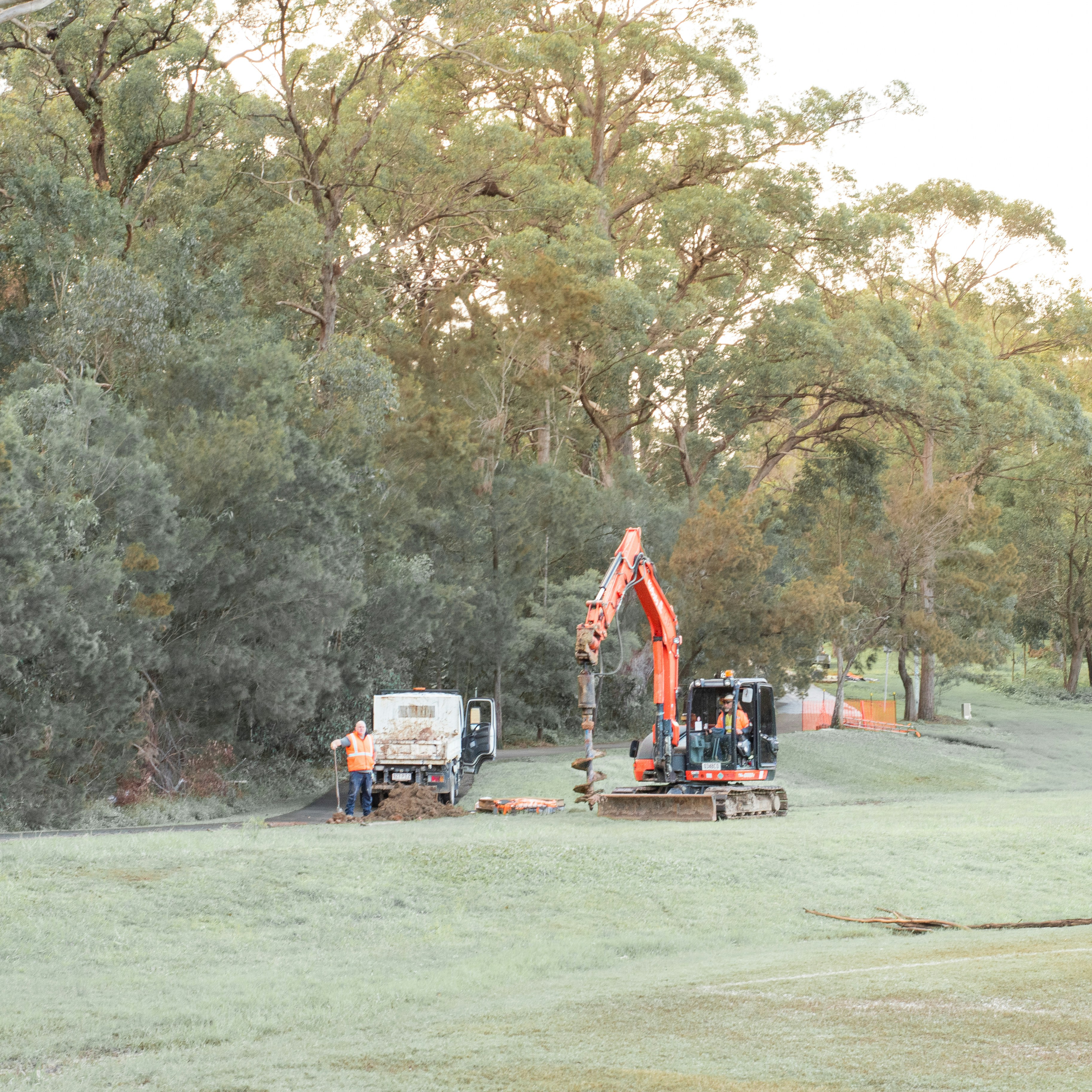 Excavation crew breaking ground — Hurst, TX